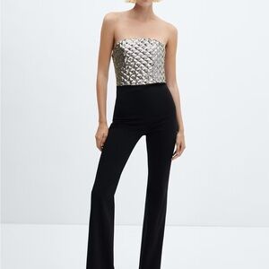 MANGO Elegant Black and Silver Jumpsuit